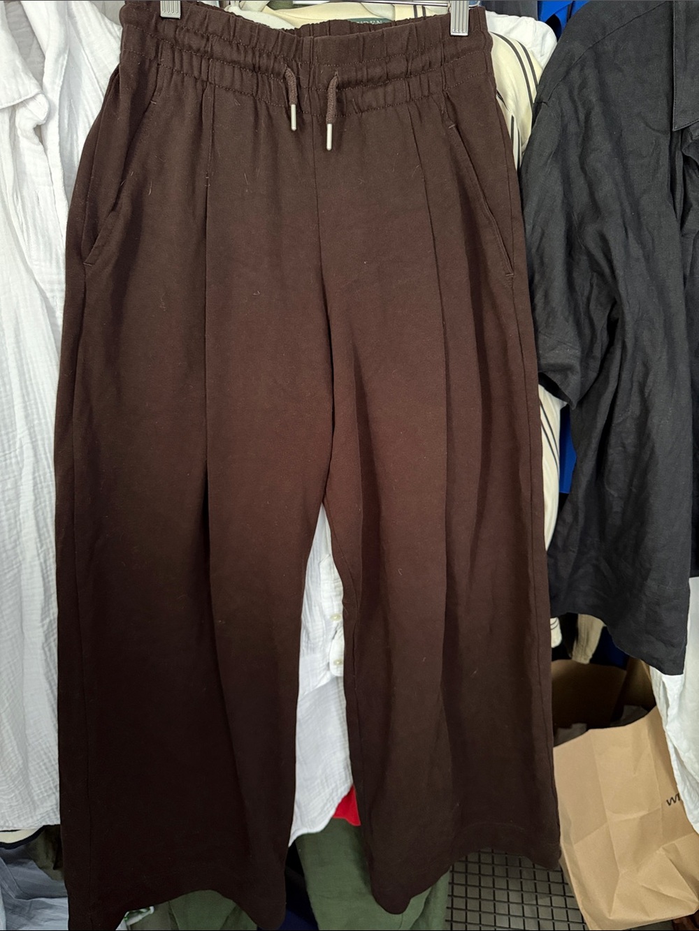 Zara Brown Wide-Leg Drawstring Sweatpants